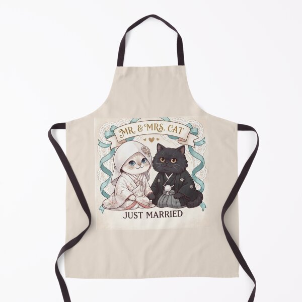 Item preview, Mr & Mrs Cat Just Married Traditional Japanese Kimono Wedding Cute Cats Gift Art Print designed and sold by PetalsPaws.