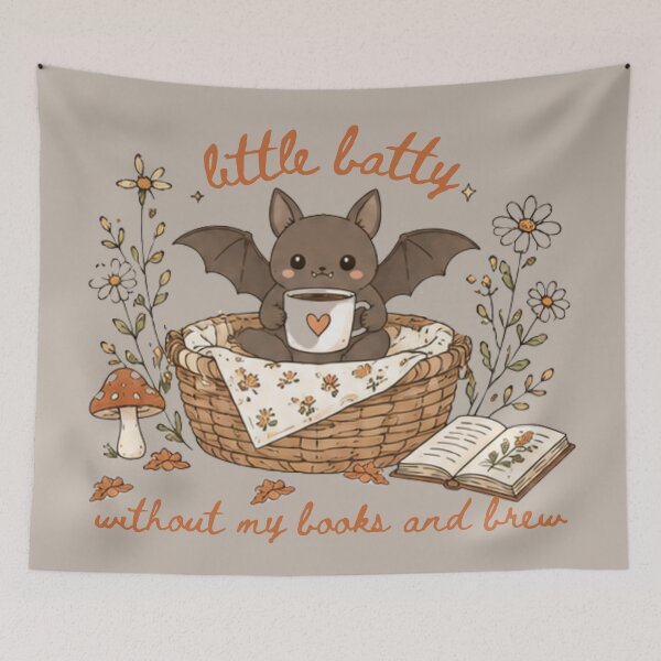 Item preview, Books and Coffee Cute Bat Reading Love to Read Fall Bookish designed and sold by Forevermore.