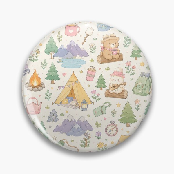 Item preview, Cute Camping Bear & Forest Adventure Pattern designed and sold by Skyrocketz.