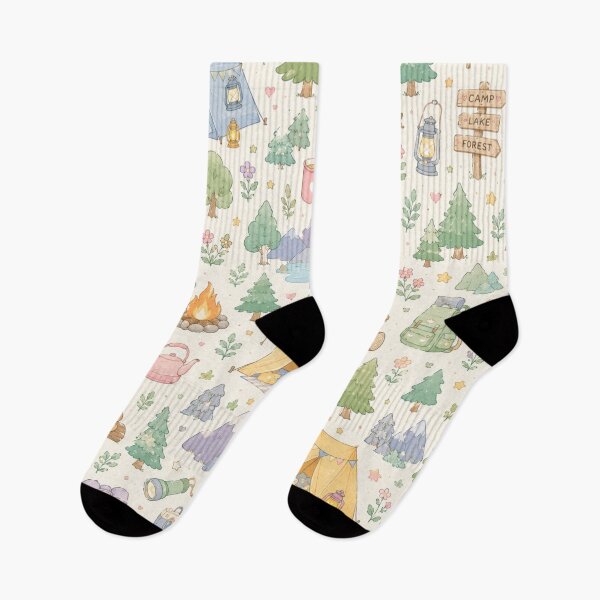 Item preview, Cute Camping Bear & Forest Adventure Pattern designed and sold by Skyrocketz.