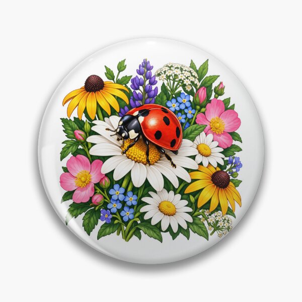 Item preview, Ladybug and Wildflowers designed and sold by Myra365Art.