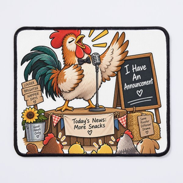 Item preview, I Have An Announcement Funny Rooster Chicken designed and sold by Genzfirevibes.