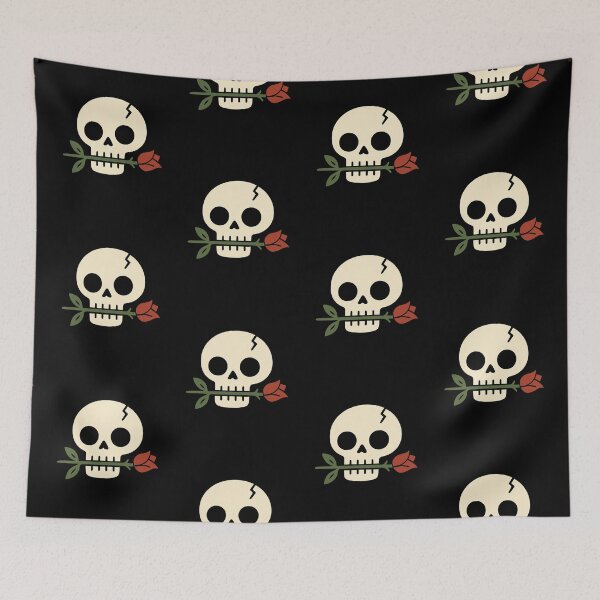 Item preview, Gothic Skull Holding Rose Vintage Romantic Tattoo Graphic designed and sold by FestivityFinds.