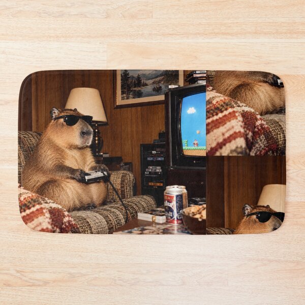 Item preview, Retro Capybara Playing Video Games designed and sold by hamriexport.