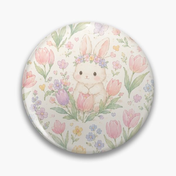 Item preview, Sweet Bunny & Tulip Garden Watercolor Pattern designed and sold by Skyrocketz.