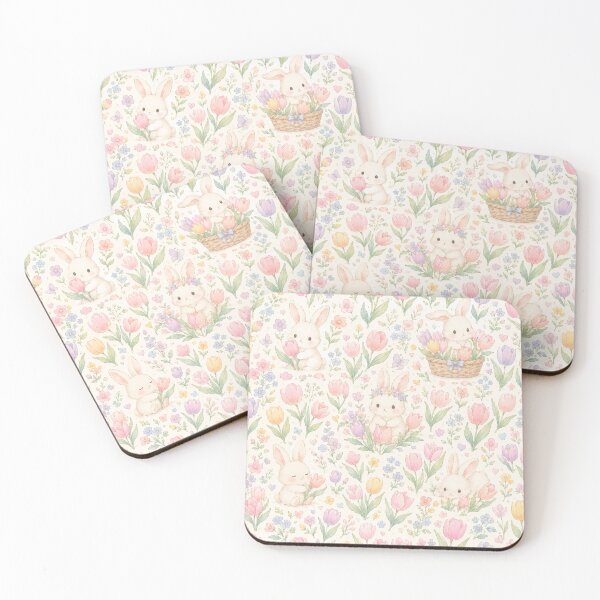 Item preview, Sweet Bunny & Tulip Garden Watercolor Pattern designed and sold by Skyrocketz.