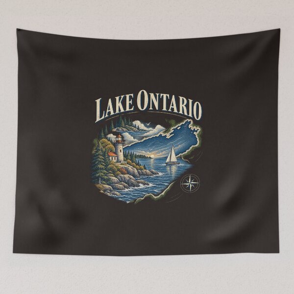 Item preview, Lake Ontario Scenic Lighthouse And Sailboat Vintage Graphic designed and sold by DYALEEZ-XCR.