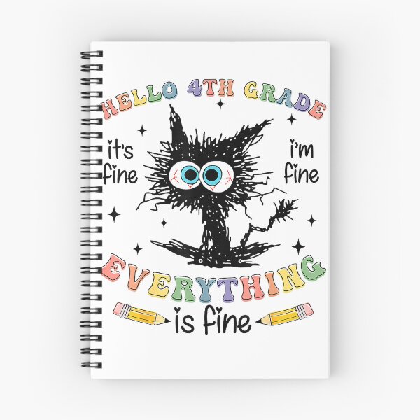 Item preview, Black Cat Hello 4th Grade Its Fine Im Fine Everything Fine T-Shirt designed and sold by saja0771.