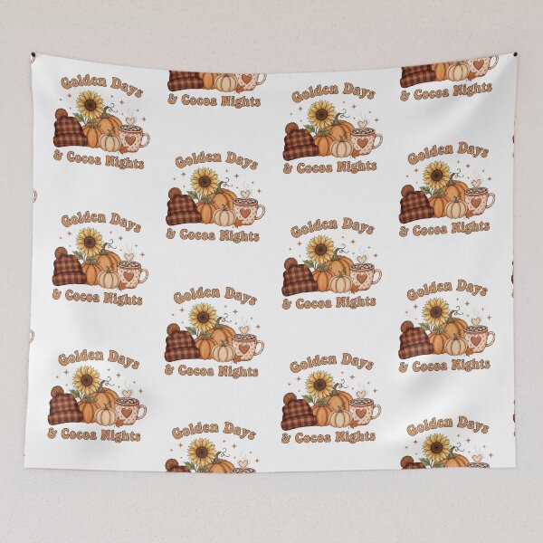 Item preview, Golden Days Cocoa Nights Autumn Pumpkin Hot Chocolate Graphic designed and sold by FestivityFinds.