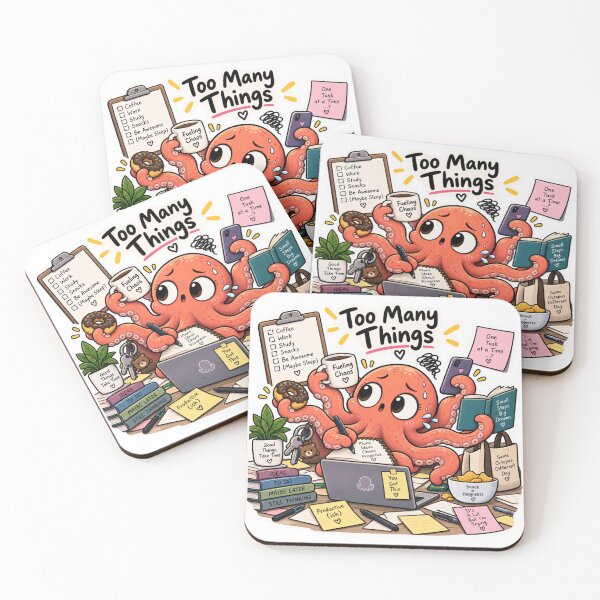 Item preview, Too Many Things Funny Octopus Multitasking Humor designed and sold by Genzfirevibes.