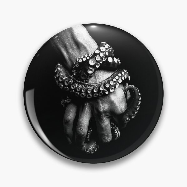 Item preview, Octopus Tentacles Wrapped Around Hand Surreal Black and White Marine Art designed and sold by inkoutninja.