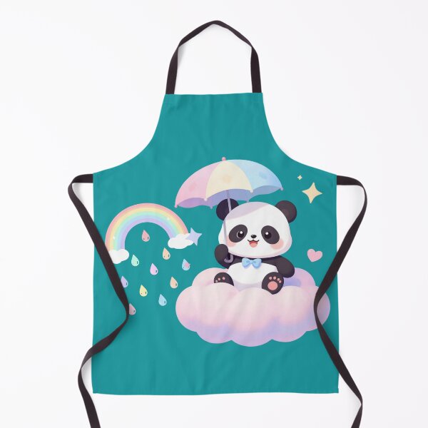Item preview, baby panda floating on a cloud with rainbow rain and an umbrella  designed and sold by HoneyBlizz.