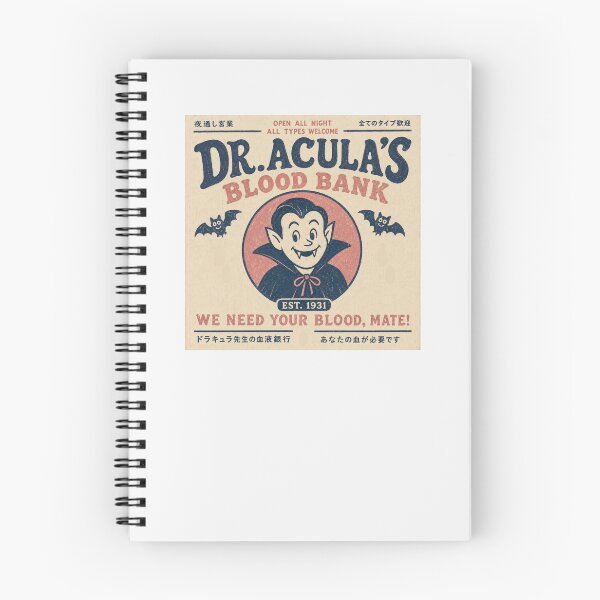 Item preview, Dr Acula's Blood Bank Retro Japanese Vampire Funny Halloween designed and sold by Yellowriversss.