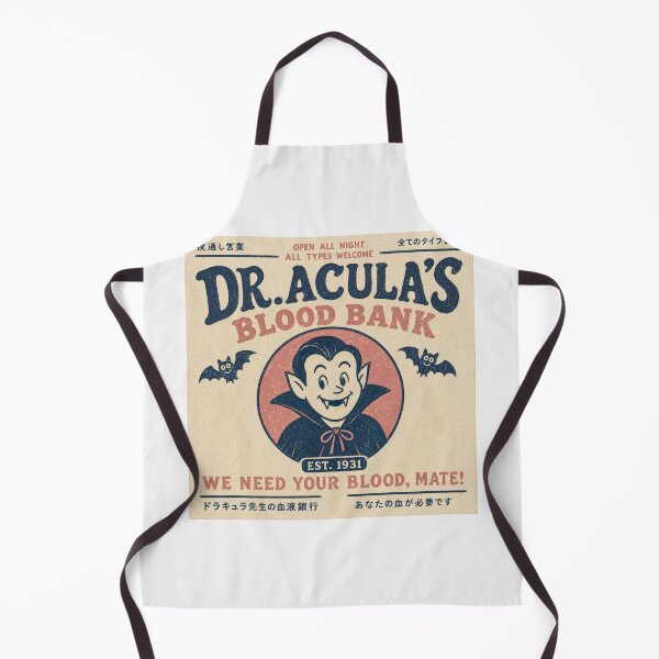 Item preview, Dr Acula's Blood Bank Retro Japanese Vampire Funny Halloween designed and sold by Yellowriversss.