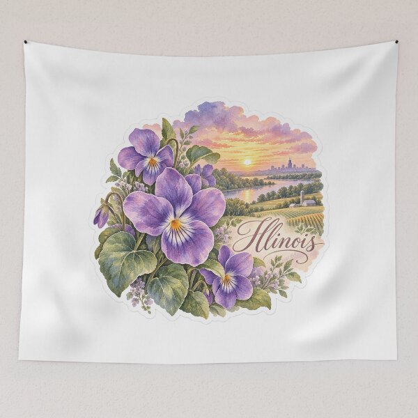 Item preview, Illinois Violets Prairie River Sunset designed and sold by Whimspired By Paxx.