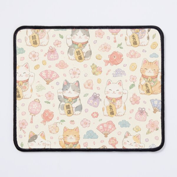 Item preview, Cute Japanese Maneki Neko Lucky Cat Watercolor Pattern designed and sold by Skyrocketz.