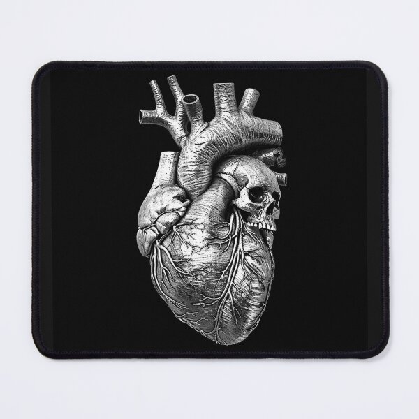 Item preview, Skull Anatomical Heart Gothic Anatomy Black and White Dark Art Design designed and sold by inkoutninja.