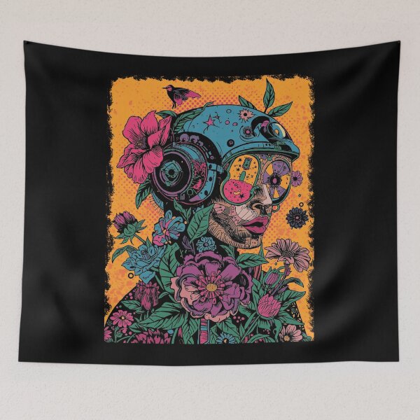 Item preview, Floral Pilot Art: Dark Aviator Steampunk Portrait designed and sold by  Mythical Entanglement.