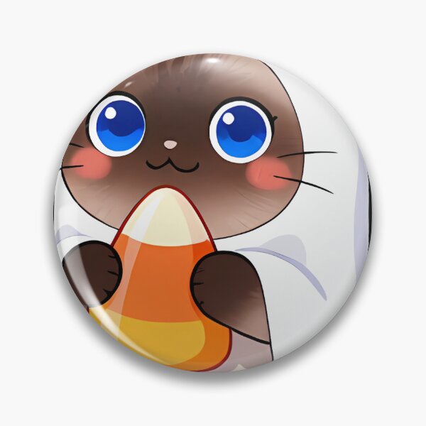 Item preview, Cute Siamese Ghost Kitten with Giant Candy Corn designed and sold by pumsquare.