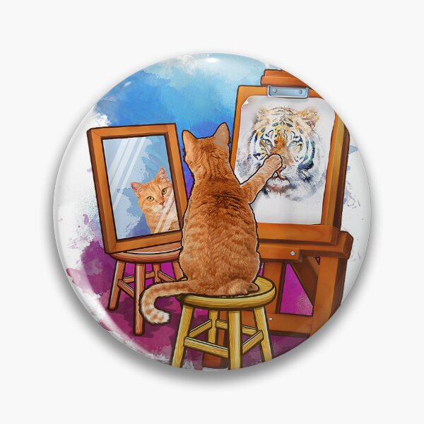 Item preview, Cat Painting Lion Artistic Animals Lover Graphic Novelty T-Shirt designed and sold by Cafe18.