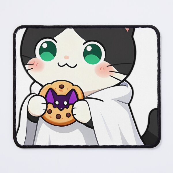 Item preview, Cute Tuxedo Ghost Kitten with Frosted Bat Cookie designed and sold by pumsquare.