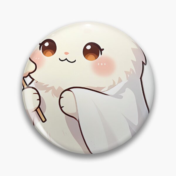 Item preview, Cute Fluffy White Persian Ghost Kitty with Pink Lollipop designed and sold by pumsquare.