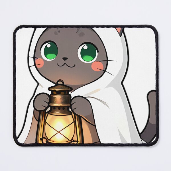 Item preview, Cute Russian Blue Ghost Kitten with Vintage Brass Lantern designed and sold by pumsquare.