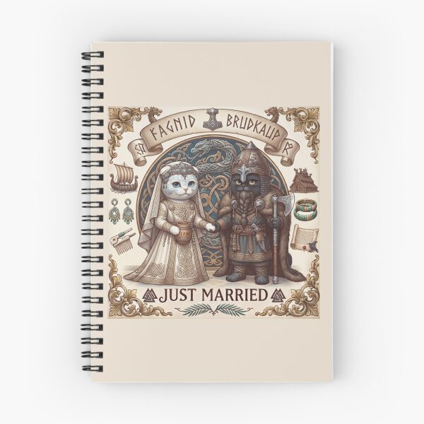 Item preview, Viking Cats Wedding "Fagnid Brudkaup" Just Married Norse Myth Design designed and sold by PetalsPaws.