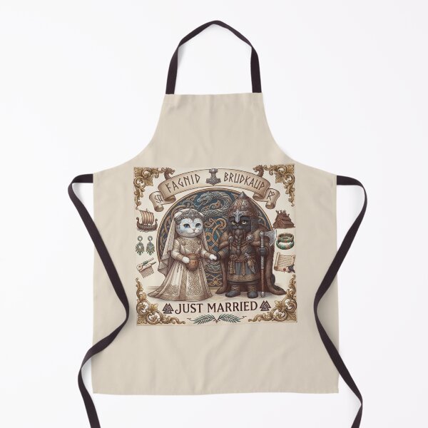 Item preview, Viking Cats Wedding "Fagnid Brudkaup" Just Married Norse Myth Design designed and sold by PetalsPaws.