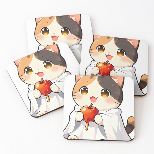 Item preview, Cute Tortoiseshell Ghost Kitten with Caramel Apple designed and sold by pumsquare.