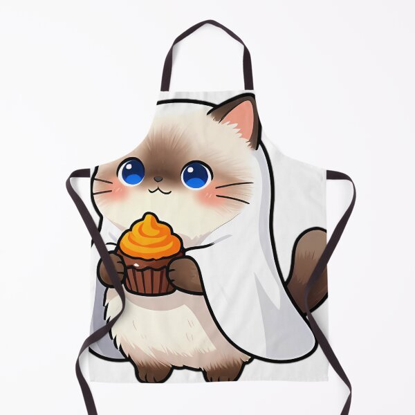 Item preview, Cute Ragdoll Ghost Kitten with Pumpkin Cupcake designed and sold by pumsquare.