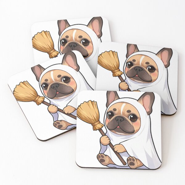 Item preview, Cute French Bulldog Puppy Ghost with Witch Broom designed and sold by pumsquare.