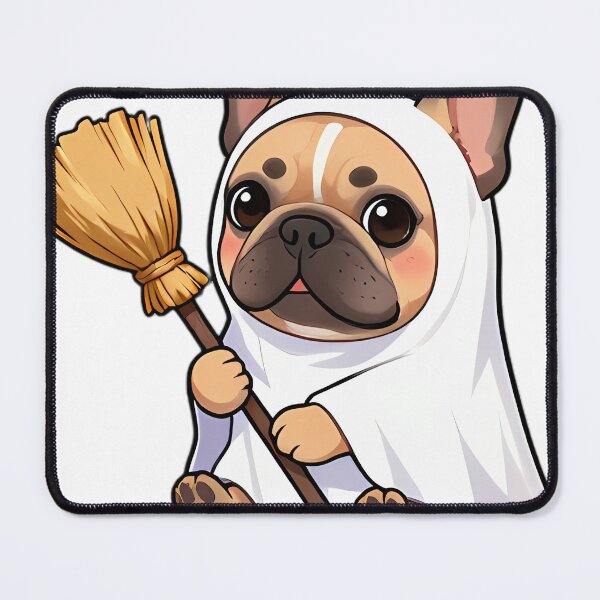 Item preview, Cute French Bulldog Puppy Ghost with Witch Broom designed and sold by pumsquare.