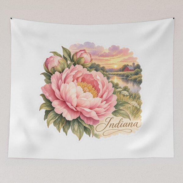 Item preview, Indiana Peonies Country River Sunset designed and sold by Whimspired By Paxx.