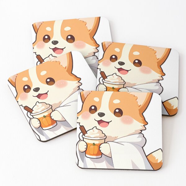 Item preview, Cute Corgi Puppy Ghost with Pumpkin Spice Latte designed and sold by pumsquare.
