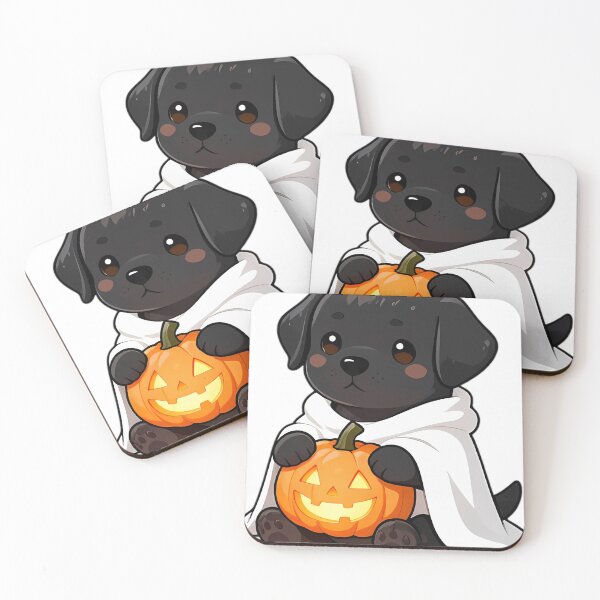 Item preview, Cute Black Labrador Puppy Ghost with Glowing Jack-o-Lantern designed and sold by pumsquare.
