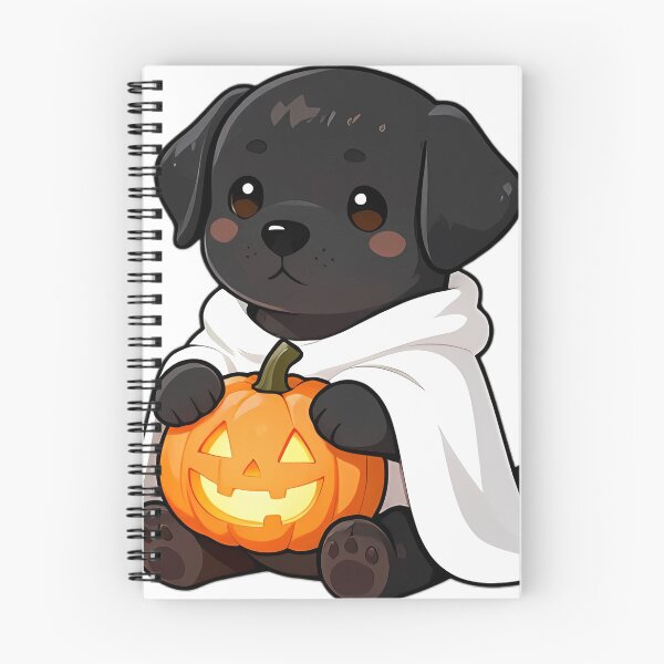 Item preview, Cute Black Labrador Puppy Ghost with Glowing Jack-o-Lantern designed and sold by pumsquare.