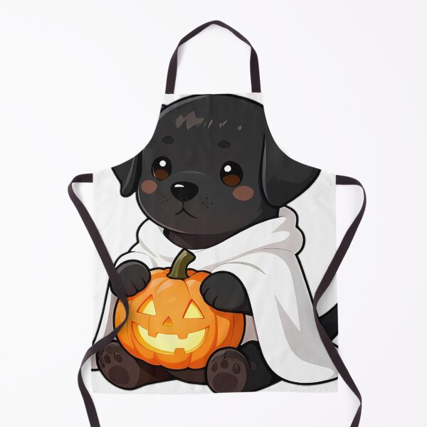 Item preview, Cute Black Labrador Puppy Ghost with Glowing Jack-o-Lantern designed and sold by pumsquare.