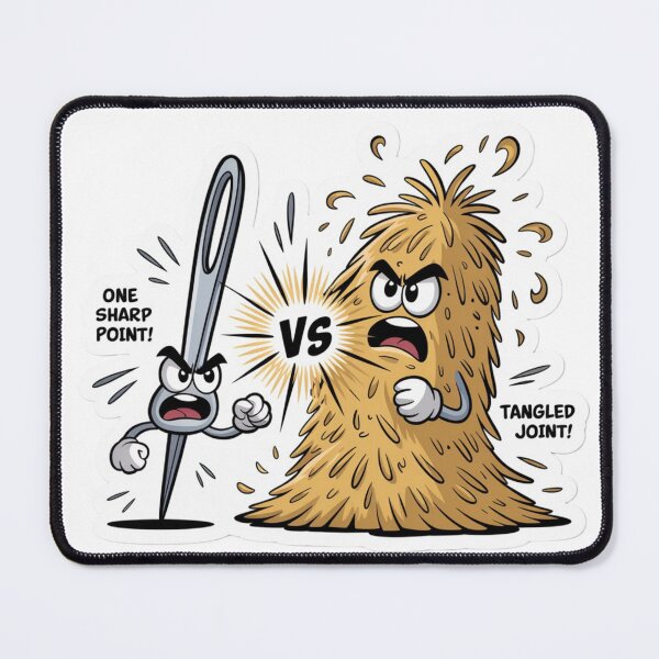Item preview, Sewing Needle Versus Hay Pile Scale Sticker designed and sold by Imaginarium of Chaos falcon88 .