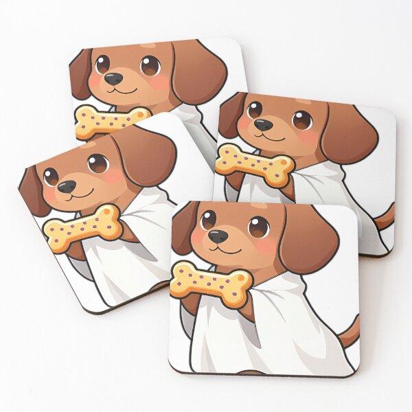 Item preview, Cute Dachshund Puppy Ghost with Long Spooky Bone Biscuit designed and sold by pumsquare.