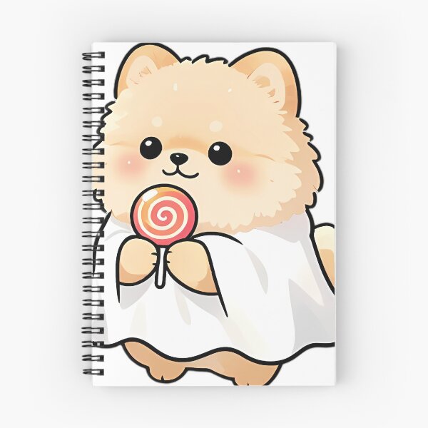 Item preview, Cute Pomeranian Puppy Ghost with Giant Candy Corn Swirl designed and sold by pumsquare.