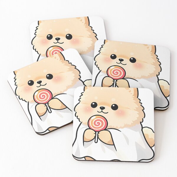 Item preview, Cute Pomeranian Puppy Ghost with Giant Candy Corn Swirl designed and sold by pumsquare.