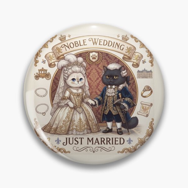 Item preview, Royal Aristocrat Cats Wedding "Noble Wedding" Just Married Baroque Design designed and sold by PetalsPaws.