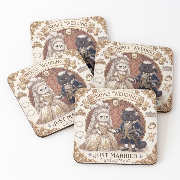 Item preview, Royal Aristocrat Cats Wedding "Noble Wedding" Just Married Baroque Design designed and sold by PetalsPaws.