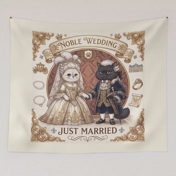 Item preview, Royal Aristocrat Cats Wedding "Noble Wedding" Just Married Baroque Design designed and sold by PetalsPaws.