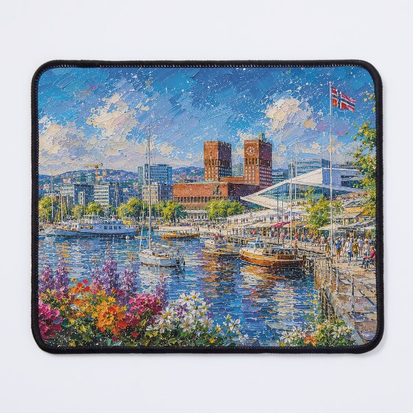 Item preview, Oslo, Norway – a painting of a summer day in this beautiful Scandinavian city. designed and sold by GalleryKauffeld.