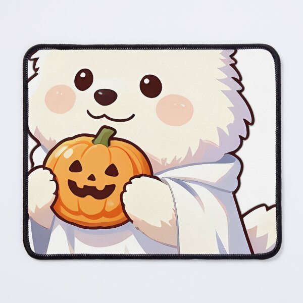 Item preview, Cute Samoyed Puppy Ghost with Iced Pumpkin Cookie designed and sold by pumsquare.