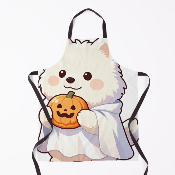 Item preview, Cute Samoyed Puppy Ghost with Iced Pumpkin Cookie designed and sold by pumsquare.
