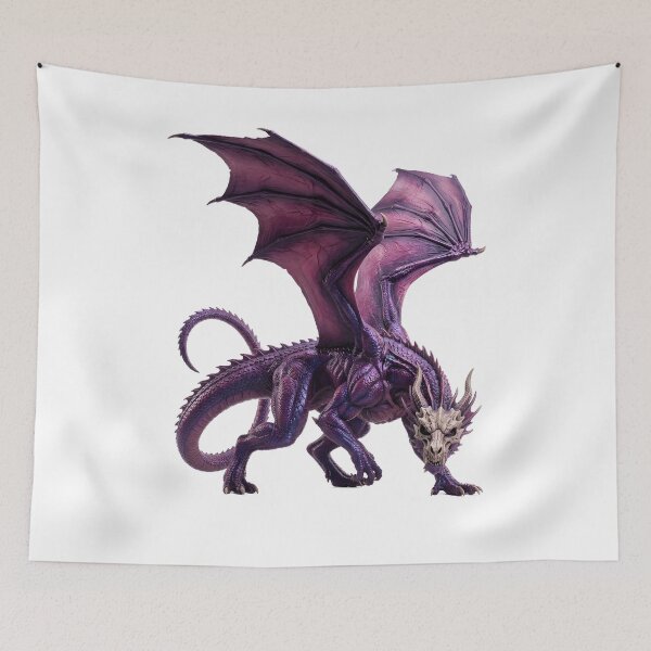 Item preview, Horned Crimson Dragon - Iridescent Fantasy Beast Art designed and sold by DragonSerpent Ink.