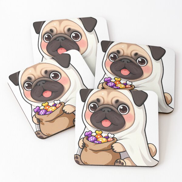Item preview, Cute Pug Puppy Ghost with Trick-or-Treat Candy Sack designed and sold by pumsquare.